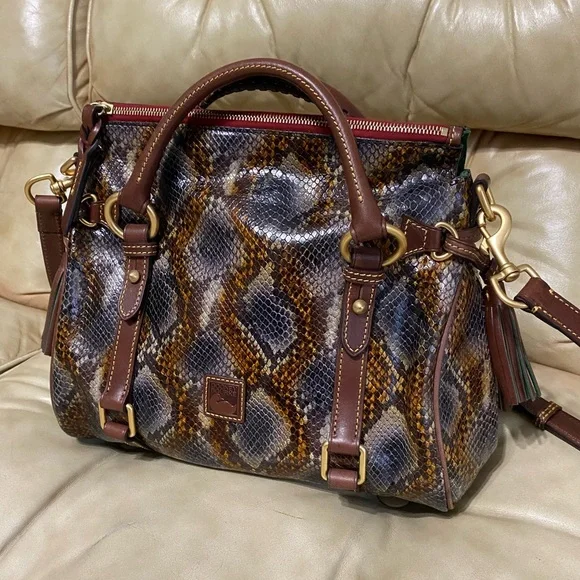 Dooney & Bourke Python Satchel READ! Leather Tassels Florentine Whipstitch - Picture 2 of 12